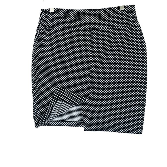 Suzy Shier Black White Polka Dot Peplum Top Blouse Stretch & skirt sz large set - Picture 7 of 16